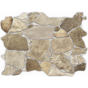 3D Wall Panel Crude Stone Imitation Pattern, Brown Beige Grey, Raised Texture, Waterproof & Fire-Resistant PVC, 23.5 by 17.5 Inches 563WB