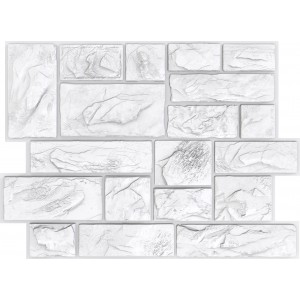 3D Wall Panel Natural White Stone Blocks Imitation, Raised Texture, Waterproof and Fire-Resistant PVC, 23.5 Inches by 17.25 Inches 565CW