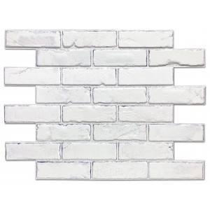 3D Wall Panel White Faux Brick Pattern, Raised Texture, Waterproof Fire-Resistant PVC, 23.75 by 17.5 Inches 569BC
