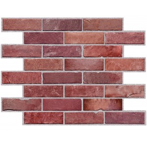 3D Wall Panel Faux Brick, Colors Red Brown Grey, Raised Texture, Waterproof, Fire-Resistant PVC, 23.75 by 17.75 Inches 570TG