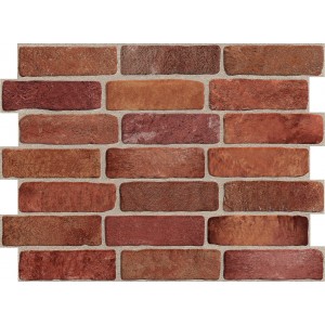 3D Wall Panel Old Red Brick Imitation, Raised Texture, Waterproof Fire-Resistant PVC, 23.5 X 17.25 Inches 572OR