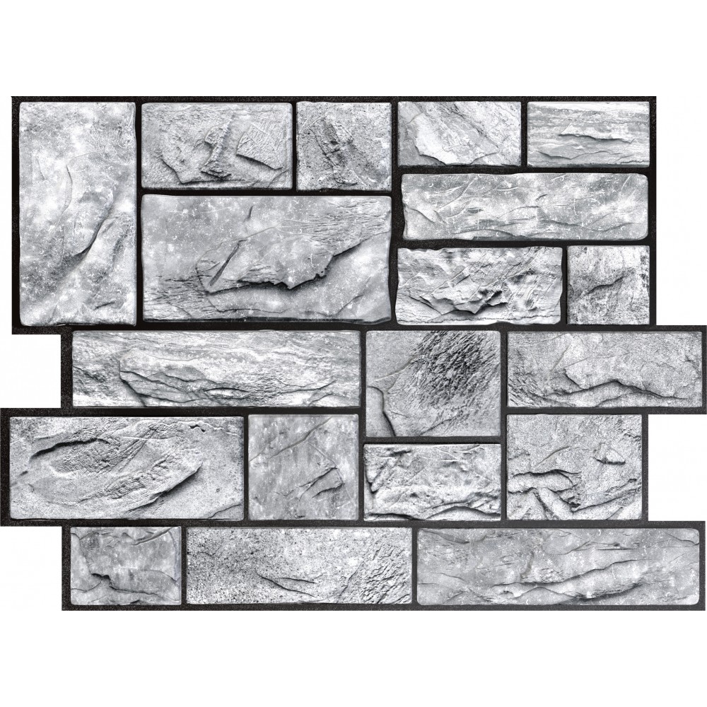 Natural Grey Stone Blocks 3D Wall Panel, Raised Texture, Waterproof ...