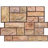 3D Wall Panel Imitating Sawn Natural Limestone, Beige Brown Pink, Raised Texture, Size 23.5 X17.25 Inches 566CY