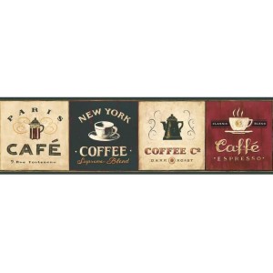 Wallpaper Border Book Coffee Signs, 7 Inch High EB8900B