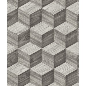 Cubes and Rhombs Gray Pattern Peel and Stick Wallpaper, DC119071