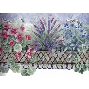 Violet Pink Garden Wallpaper Border