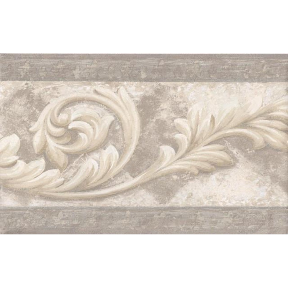 Silver Cream Molding Swirls Wallpaper Border