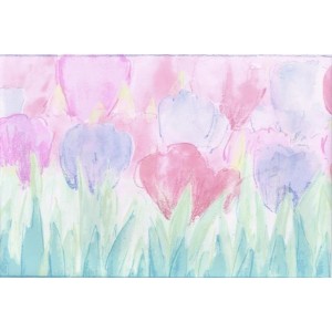 Blue Pink Tulips Wallpaper Border