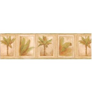 Beige Tropical Palm Tree Wallpaper Border