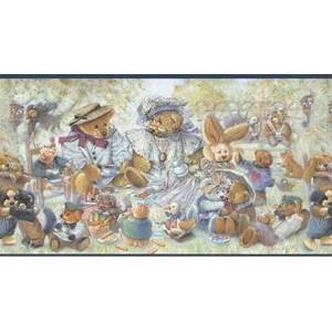 Blue Stuffed Animals Wallpaper Border