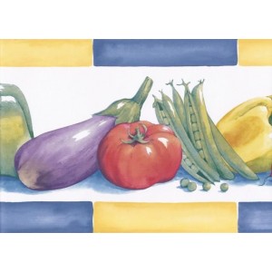Yellow Blue Eggplant Radish Wallpaper Border