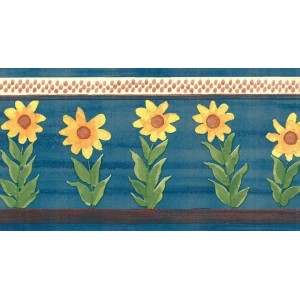 Blue Sunflower Wallpaper Border