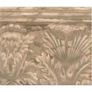 Cream Olive Wooden Leaves Wallpaper Border