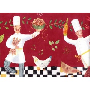 Red Dancing Chef Wallpaper Border