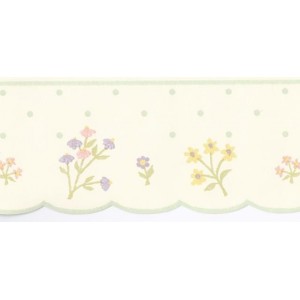 Cream Polka Dot Flower Wallpaper Border